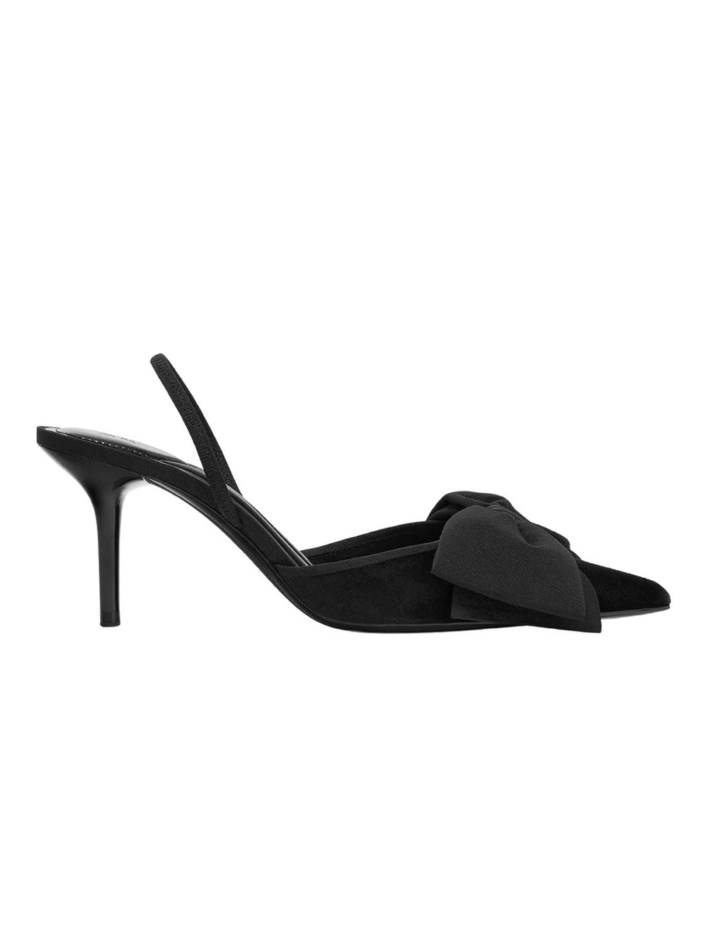 Zara Black Pointed-Toe Heeled Mules with Bow